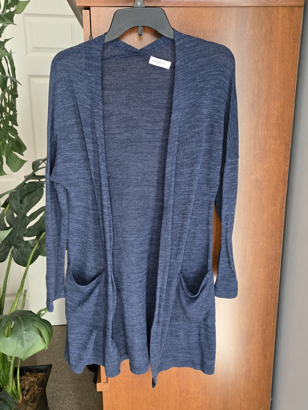 Ginger G Navy Open Drape Cardigan with Pockets